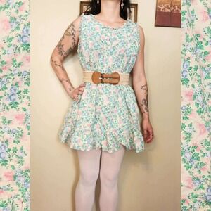 Vintage 1990s Ashley Houston Mini Trapeze Floral Dress